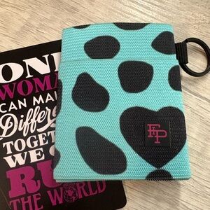 Teal Pouch with Black Heart Design